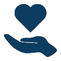 Hand holding a heart symbol